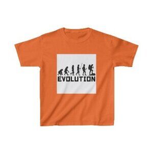 T-Shirt with Evolution Graphic Depicting Human Progression for Science